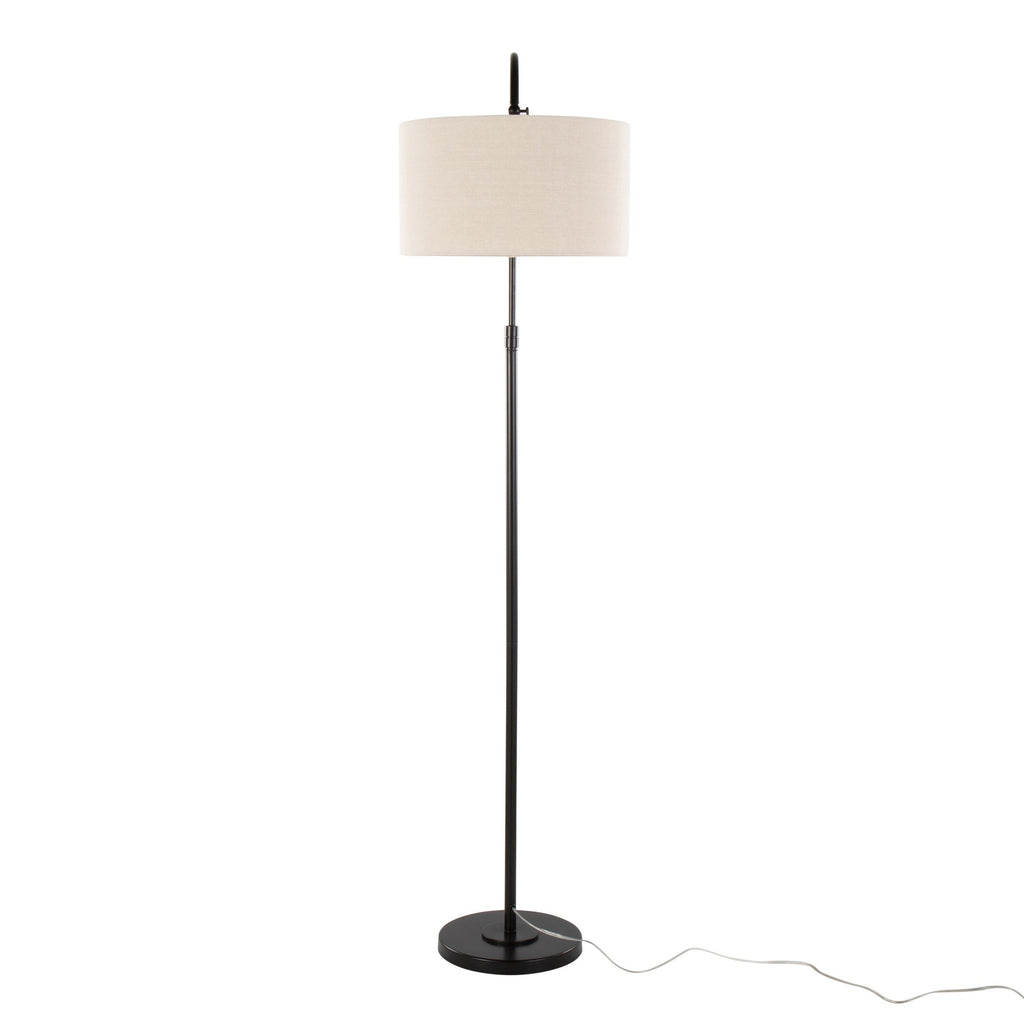 April 72" Metal Floor Lamp - Oil Bronze Metal, Natural Linen