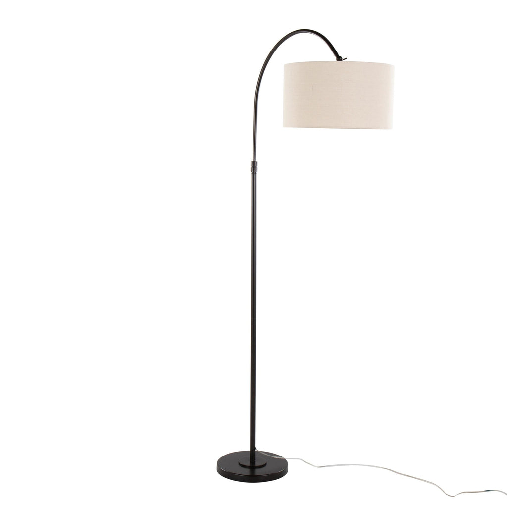 April 72" Metal Floor Lamp - Oil Bronze Metal, Natural Linen