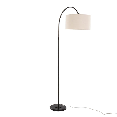 April 72" Metal Floor Lamp - Oil Bronze Metal, Natural Linen