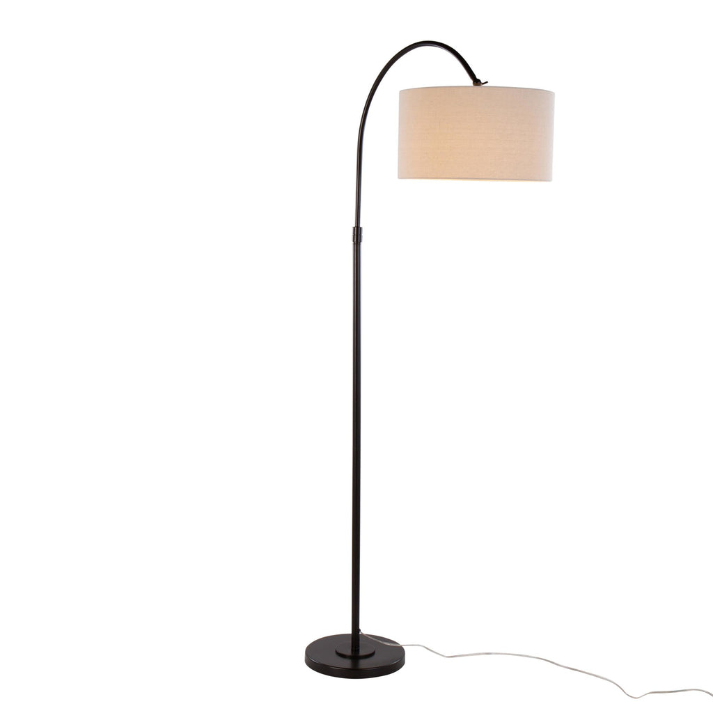 April 72" Metal Floor Lamp - Oil Bronze Metal, Natural Linen