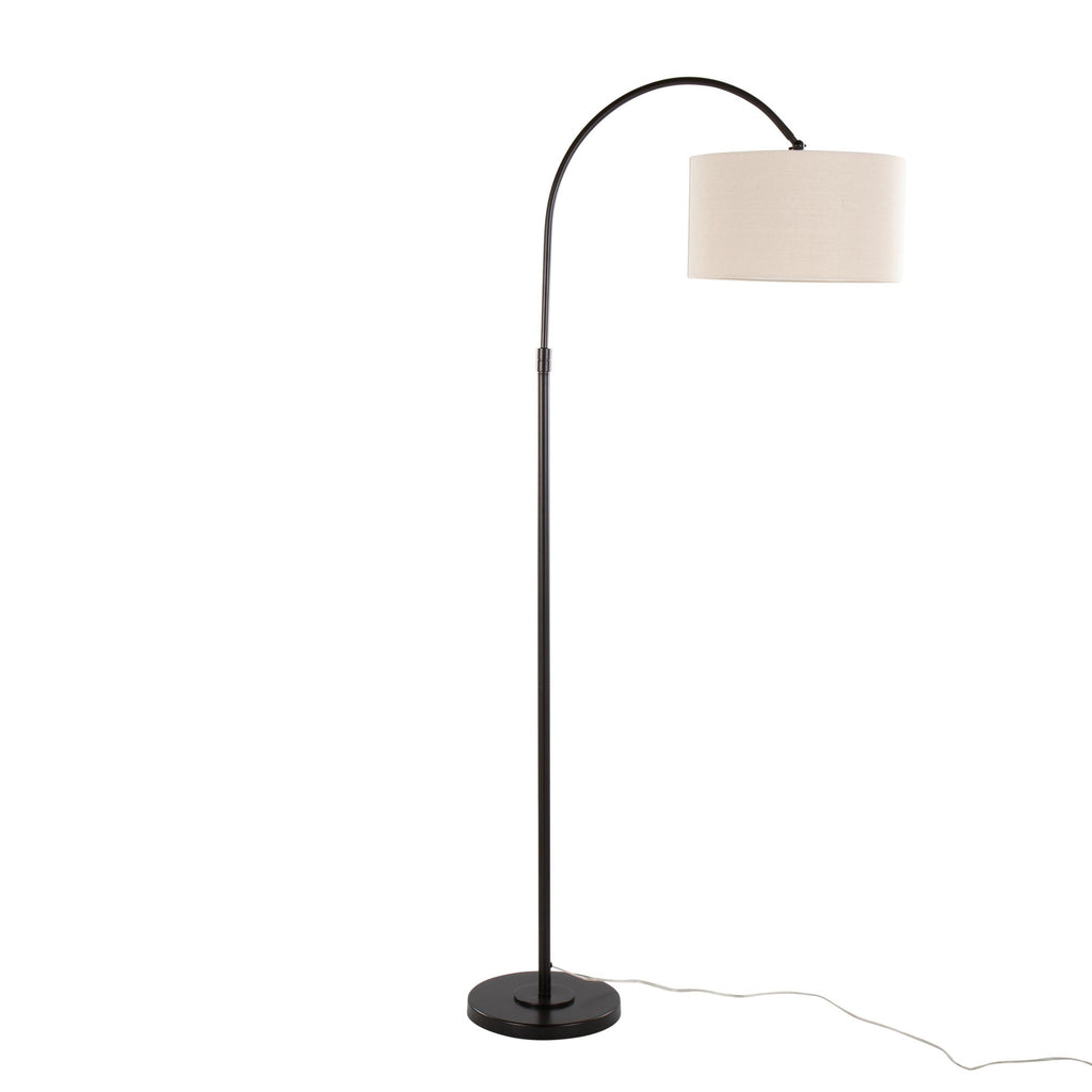 April 72" Metal Floor Lamp - Oil Bronze Metal, Natural Linen