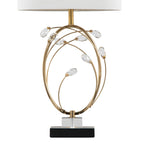 Crystal Buds 25" Table Lamp - Set of 2 - Black Metal, Clear Crystal, Gold Metal, Off-white Linen