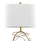 Crystal Buds 25" Table Lamp - Set of 2 - Black Metal, Clear Crystal, Gold Metal, Off-white Linen