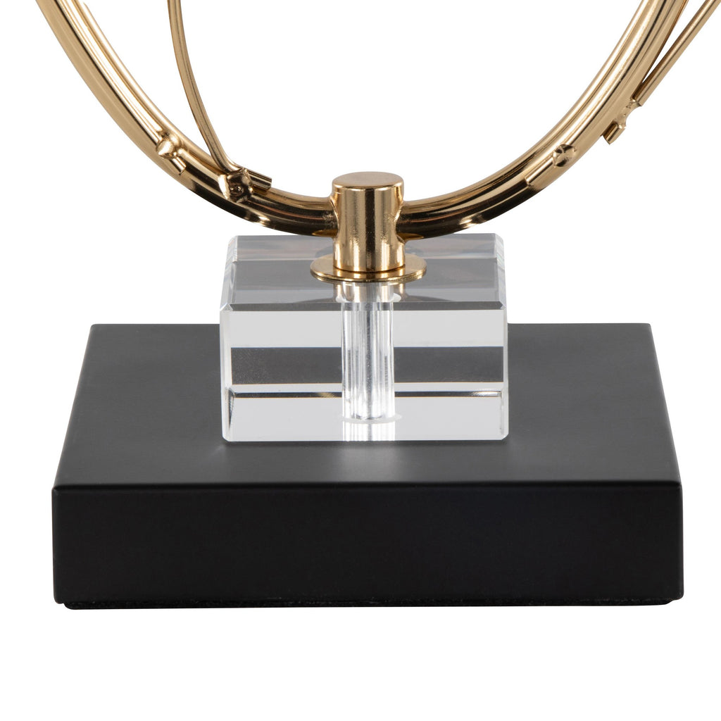 Crystal Buds 25" Table Lamp - Set of 2 - Black Metal, Clear Crystal, Gold Metal, Off-white Linen