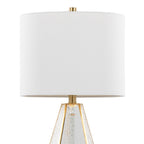 Geo Rain Glass 25" Table Lamp - Set of 2 - Gold Metal, White Glass, White Linen