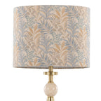 Cone Travertine 27" Table Lamp - Set of 2 - Gold Metal, Travertine, Tan Leaf Shade
