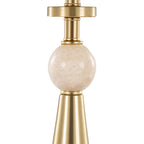 Cone Travertine 27" Table Lamp - Set of 2 - Gold Metal, Travertine, Tan Leaf Shade