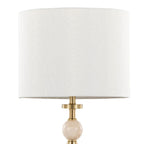 Cone Travertine 27" Table Lamp - Set of 2 - Gold Metal, Travertine, White Shimmer Shade