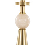 Cone Travertine 27" Table Lamp - Set of 2 - Gold Metal, Travertine, White Shimmer Shade
