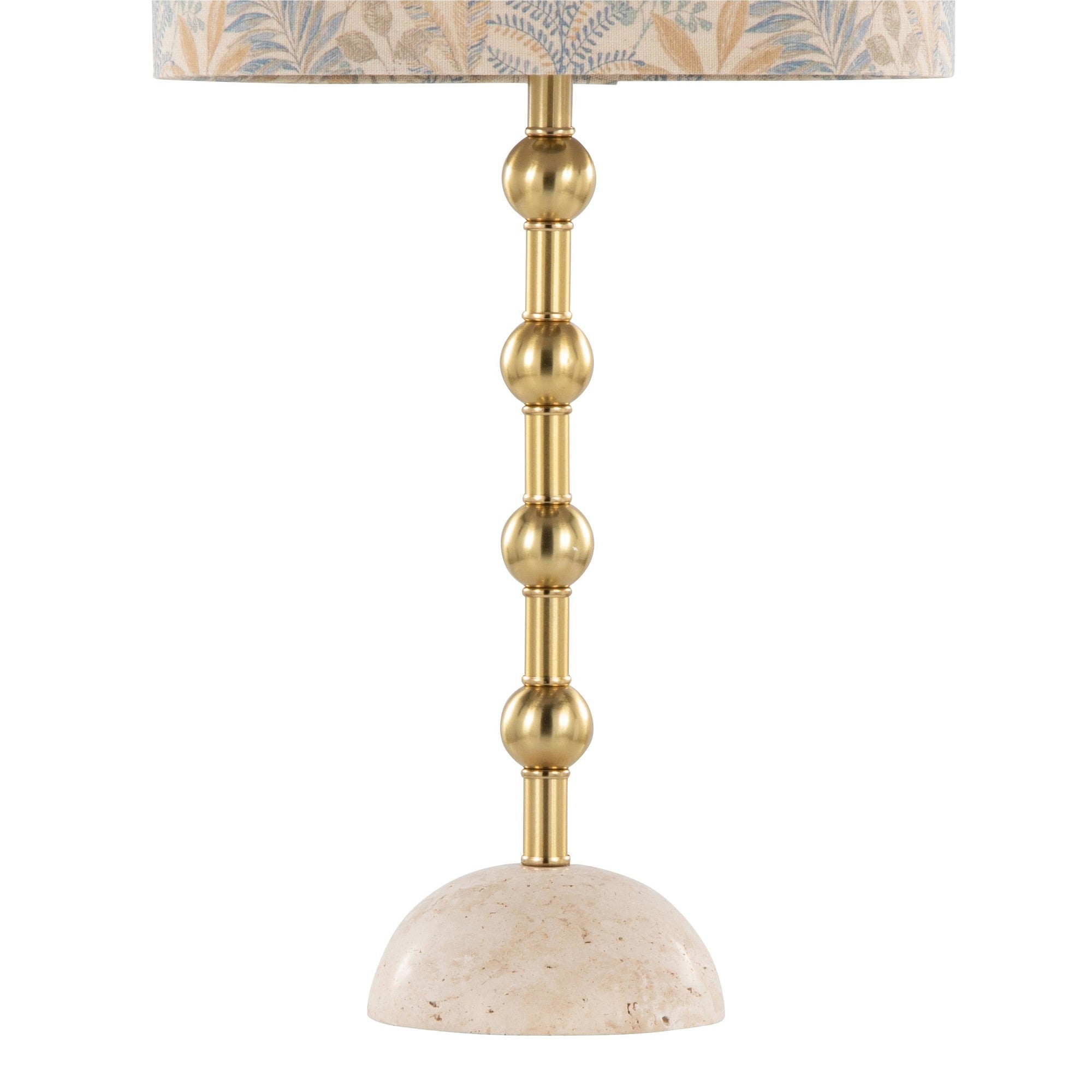 Malibu 27" Table Lamp - Set of 2 - Travertine, Gold Metal, Tan Leaf Shade
