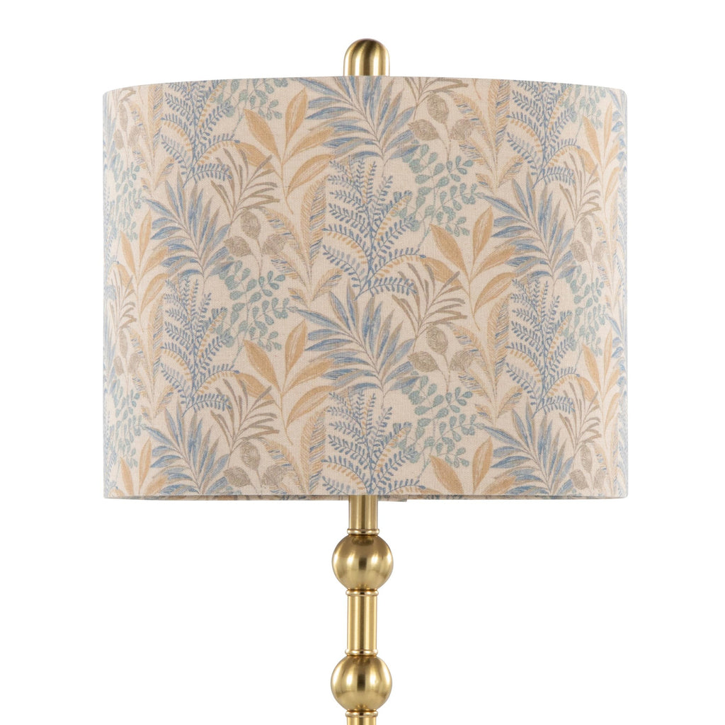 Malibu 27" Table Lamp - Set of 2 - Travertine, Gold Metal, Tan Leaf Shade