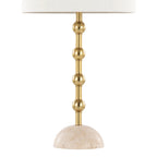 Malibu 27" Table Lamp - Set of 2 - Travertine, Gold Metal, Off-white Shimmer Shade
