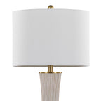 Gemma 28" Brush Ceramic Table Lamp - Set of 2 - Gold Metal, White Ceramic, White Linen