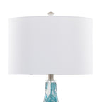 Rocca 29" Glass Table Lamp - Set of 2 - Sapphire Blue With White Glass, Brushed Nickel, Clear Crystal, White Linen