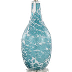 Rocca 29" Glass Table Lamp - Set of 2 - Sapphire Blue With White Glass, Brushed Nickel, Clear Crystal, White Linen