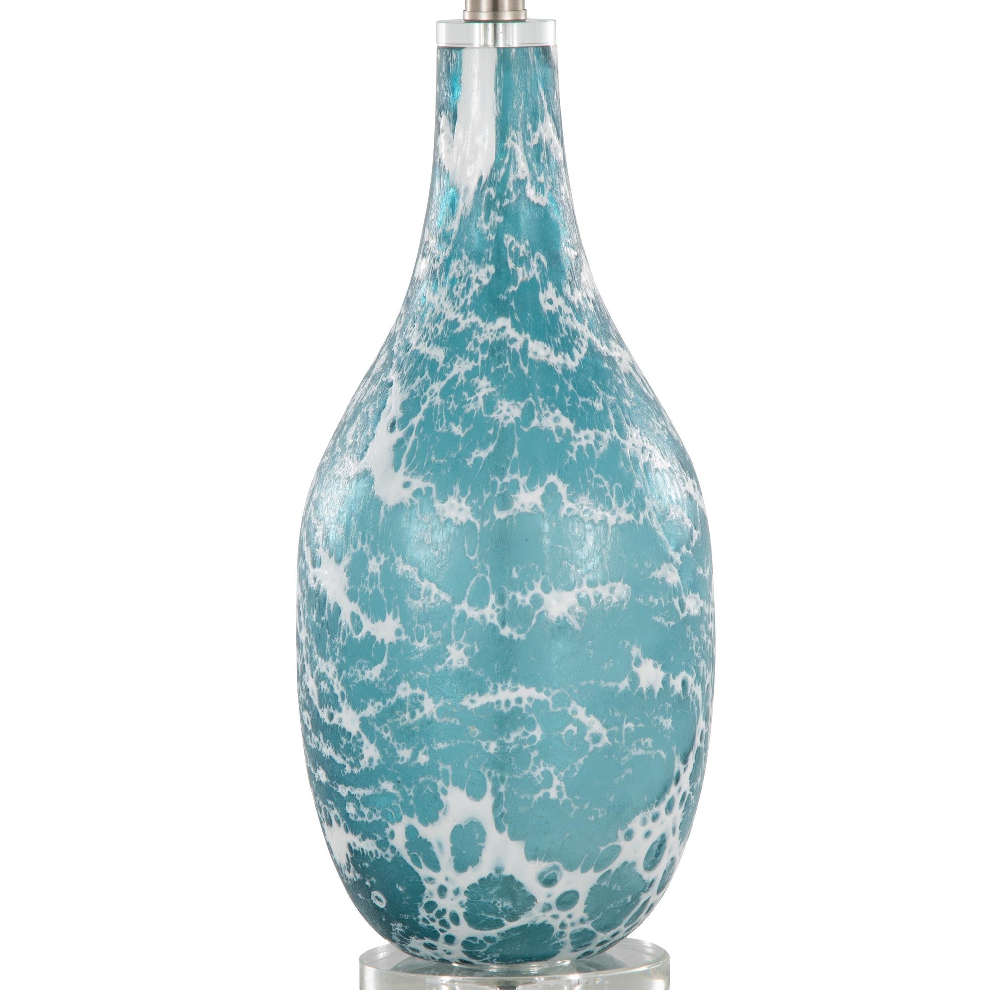 Rocca 29" Glass Table Lamp - Set of 2 - Sapphire Blue With White Glass, Brushed Nickel, Clear Crystal, White Linen