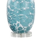 Rocca 29" Glass Table Lamp - Set of 2 - Sapphire Blue With White Glass, Brushed Nickel, Clear Crystal, White Linen