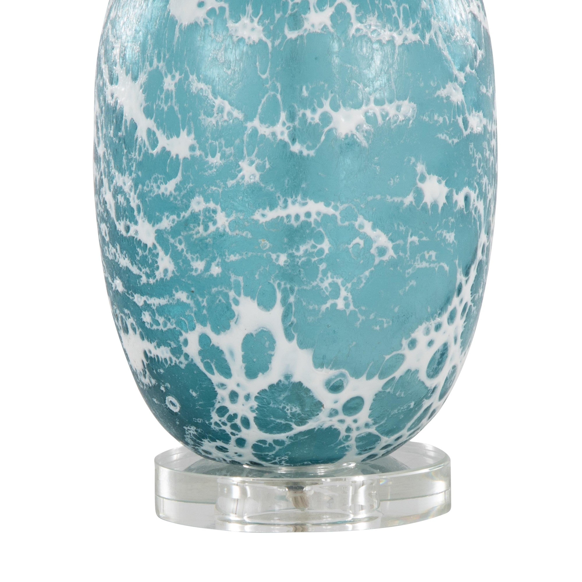 Rocca 29" Glass Table Lamp - Set of 2 - Sapphire Blue With White Glass, Brushed Nickel, Clear Crystal, White Linen