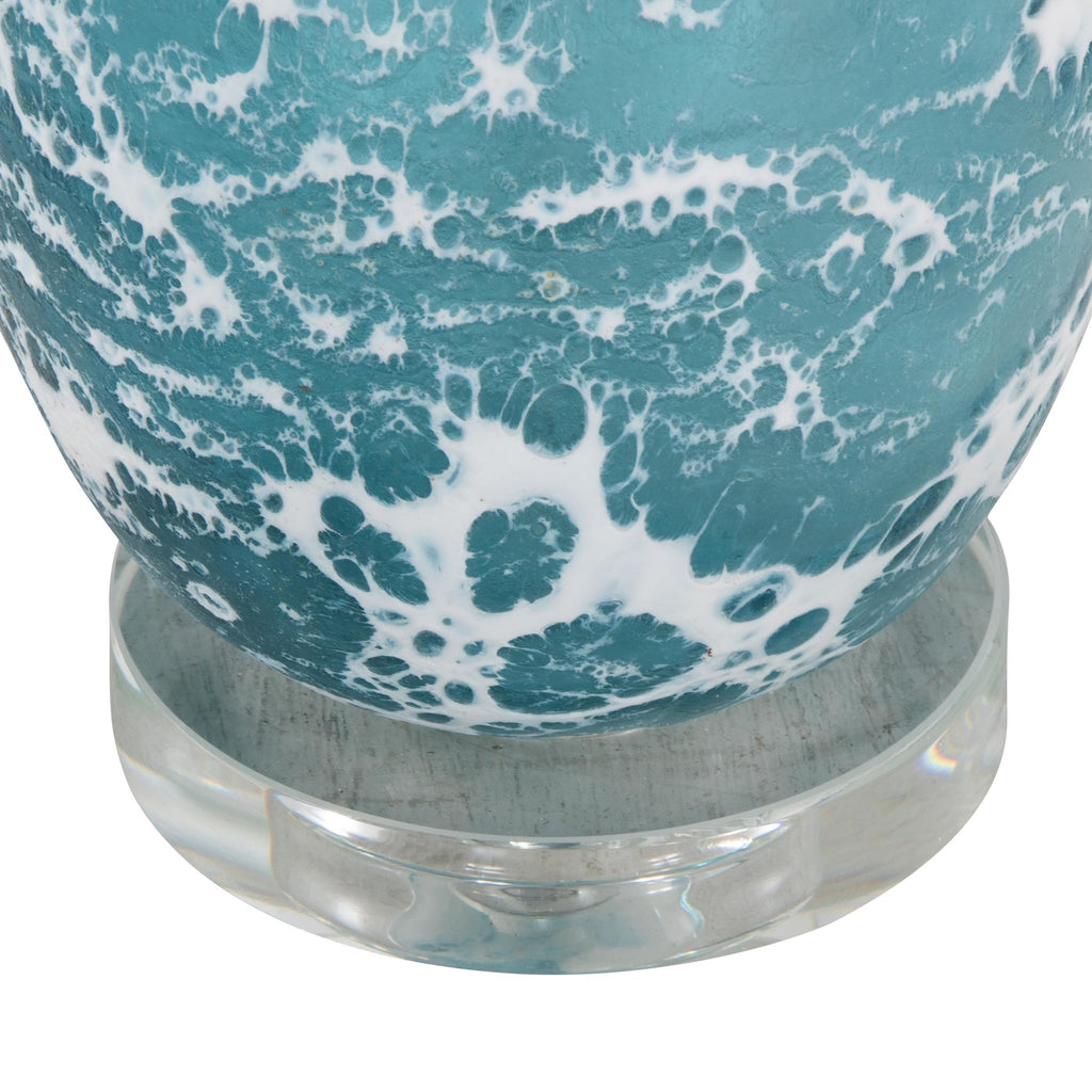 Rocca 29" Glass Table Lamp - Set of 2 - Sapphire Blue With White Glass, Brushed Nickel, Clear Crystal, White Linen