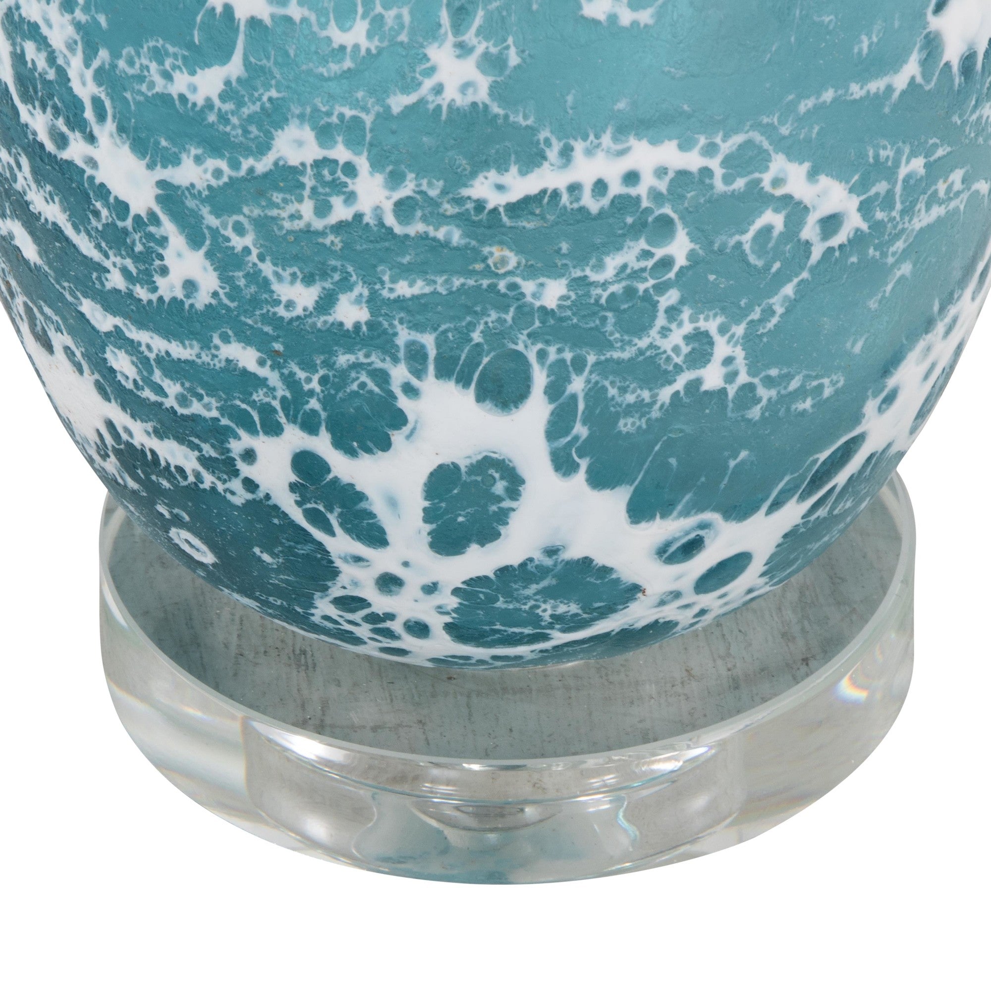 Rocca 29" Glass Table Lamp - Set of 2 - Sapphire Blue With White Glass, Brushed Nickel, Clear Crystal, White Linen
