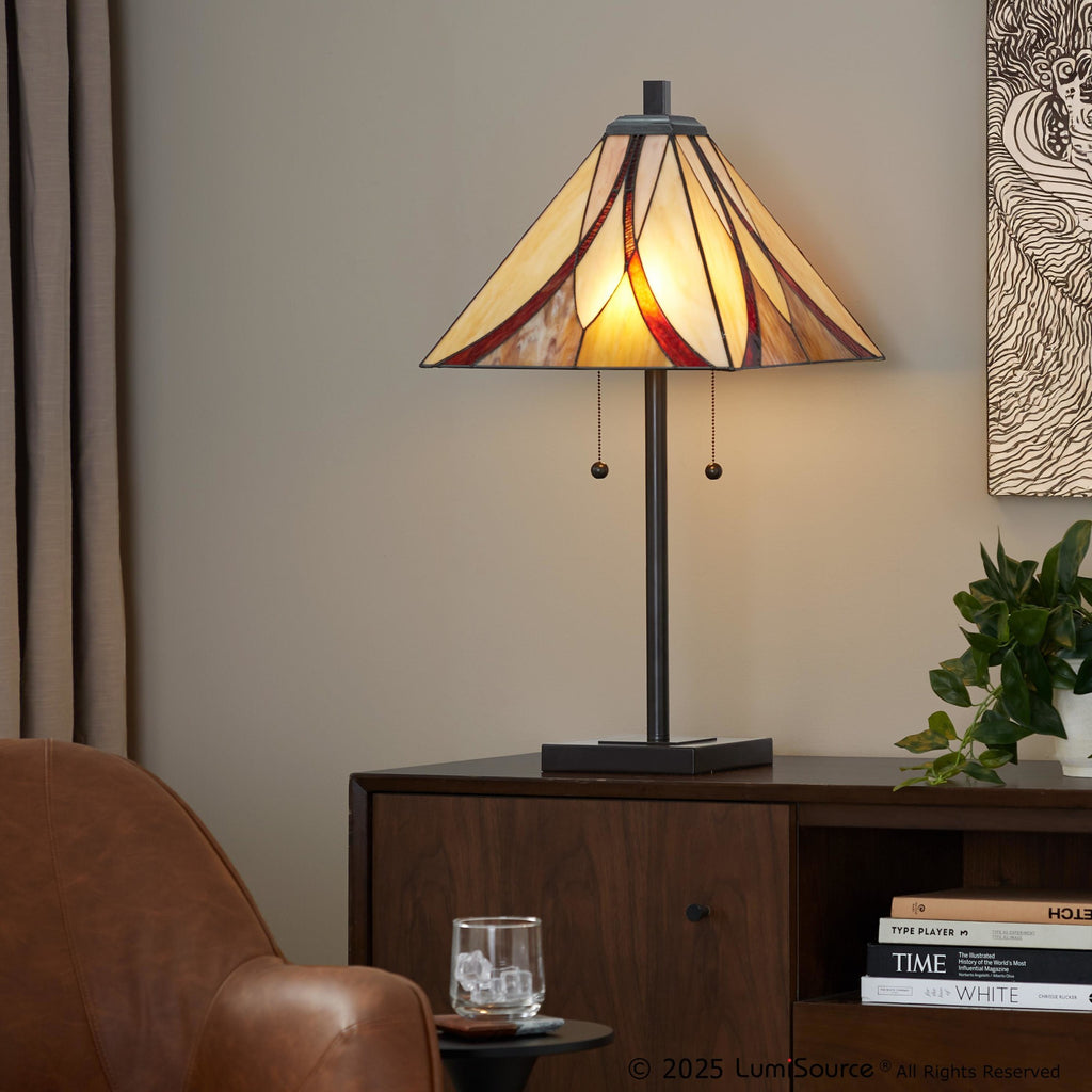 Ren 30" Table Lamp - Oil Rubbed Bronze Metal, Cream Glass, Brown Glass