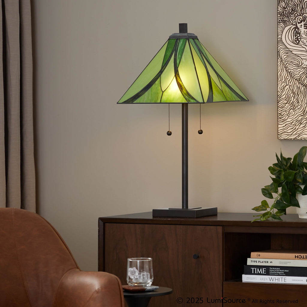 Ren 30" Table Lamp - Oil Rubbed Bronze Metal, Green Glass
