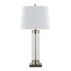 Glacier 30" Glass Table Lamp - Set of 2 - Clear Glass, Brushed Nickel, White Linen