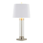 Glacier 30" Glass Table Lamp - Set of 2 - Clear Glass, Brushed Nickel, White Linen