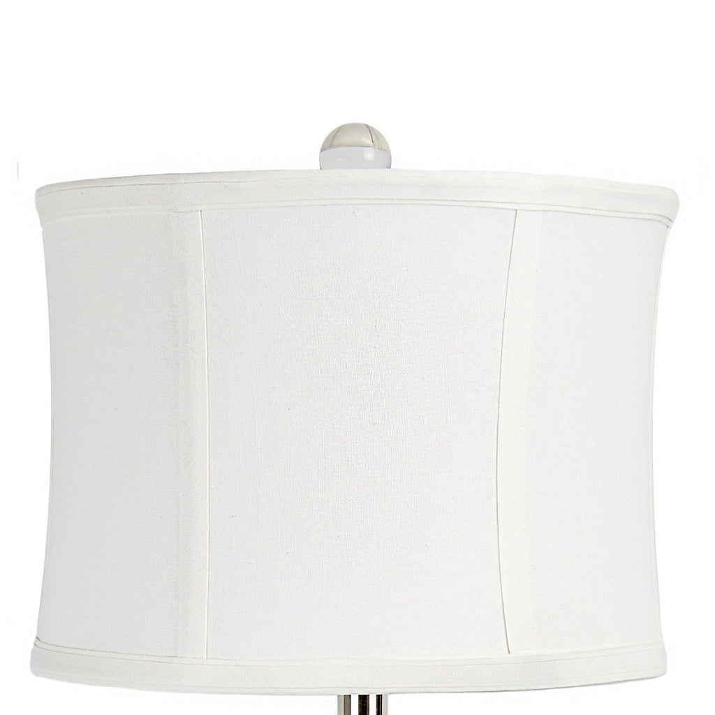 Diamond Torch 25" Crystal Table Lamp - Set of 2 - Clear Crystal, Polished Nickel, Off-white Linen