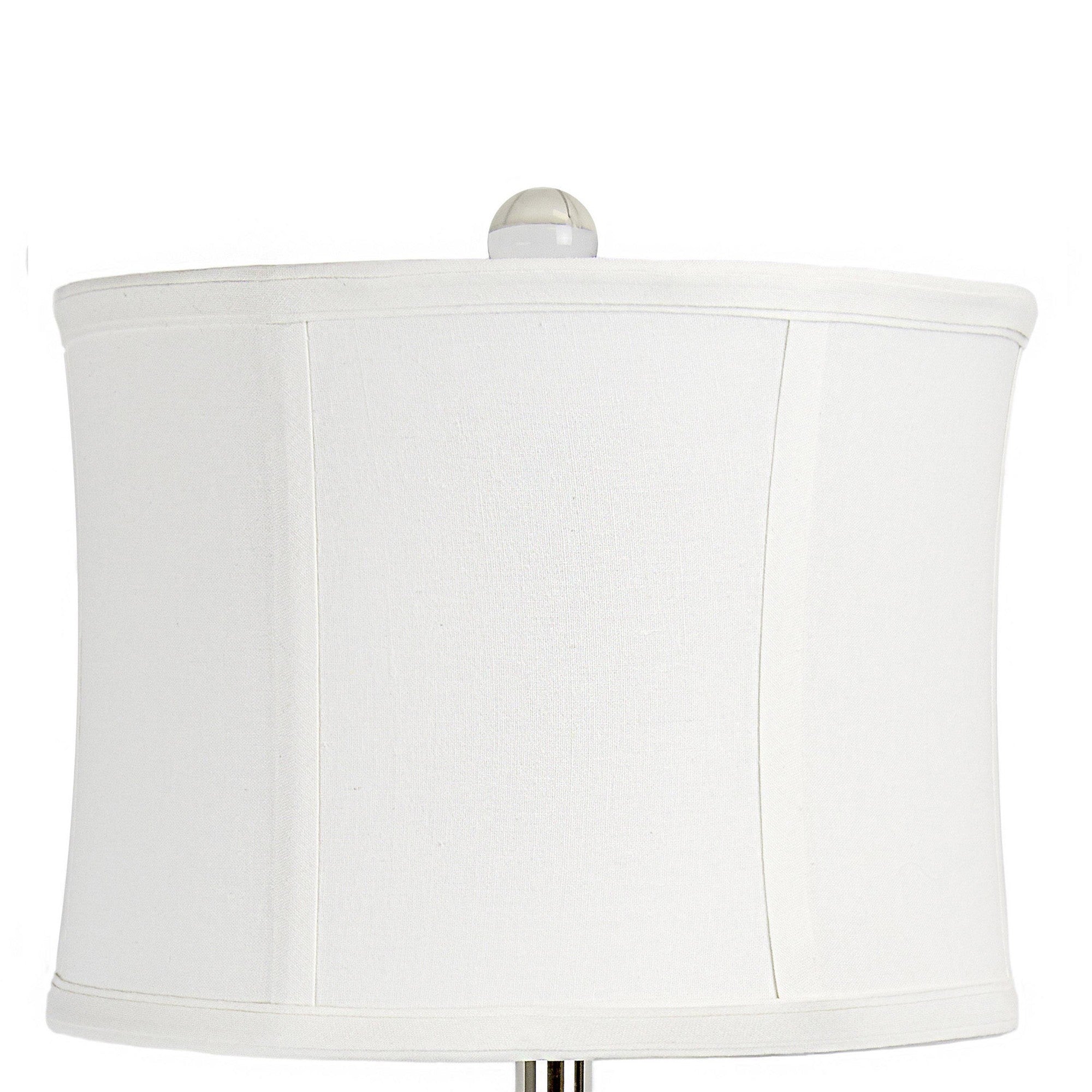 Diamond Torch 25" Crystal Table Lamp - Set of 2 - Clear Crystal, Polished Nickel, Off-white Linen