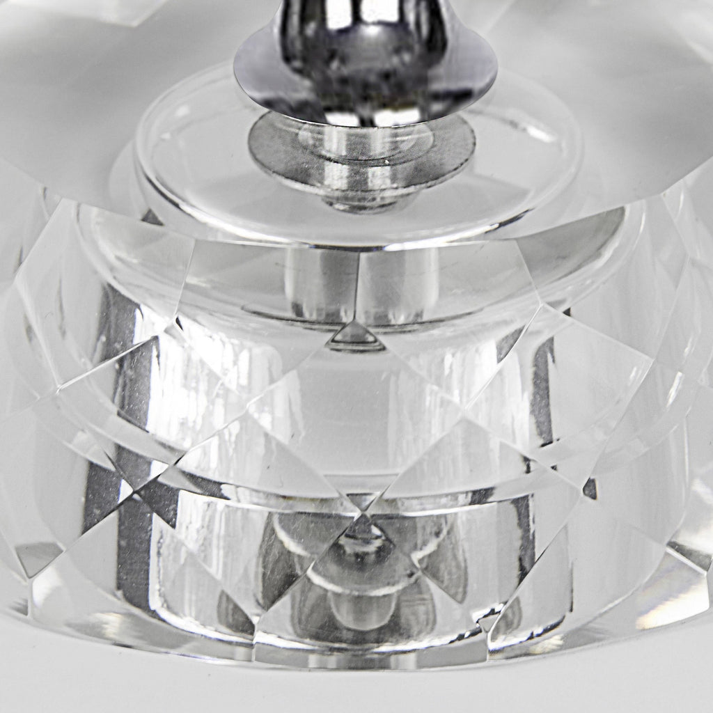 Diamond Torch 25" Crystal Table Lamp - Set of 2 - Clear Crystal, Polished Nickel, Off-white Linen