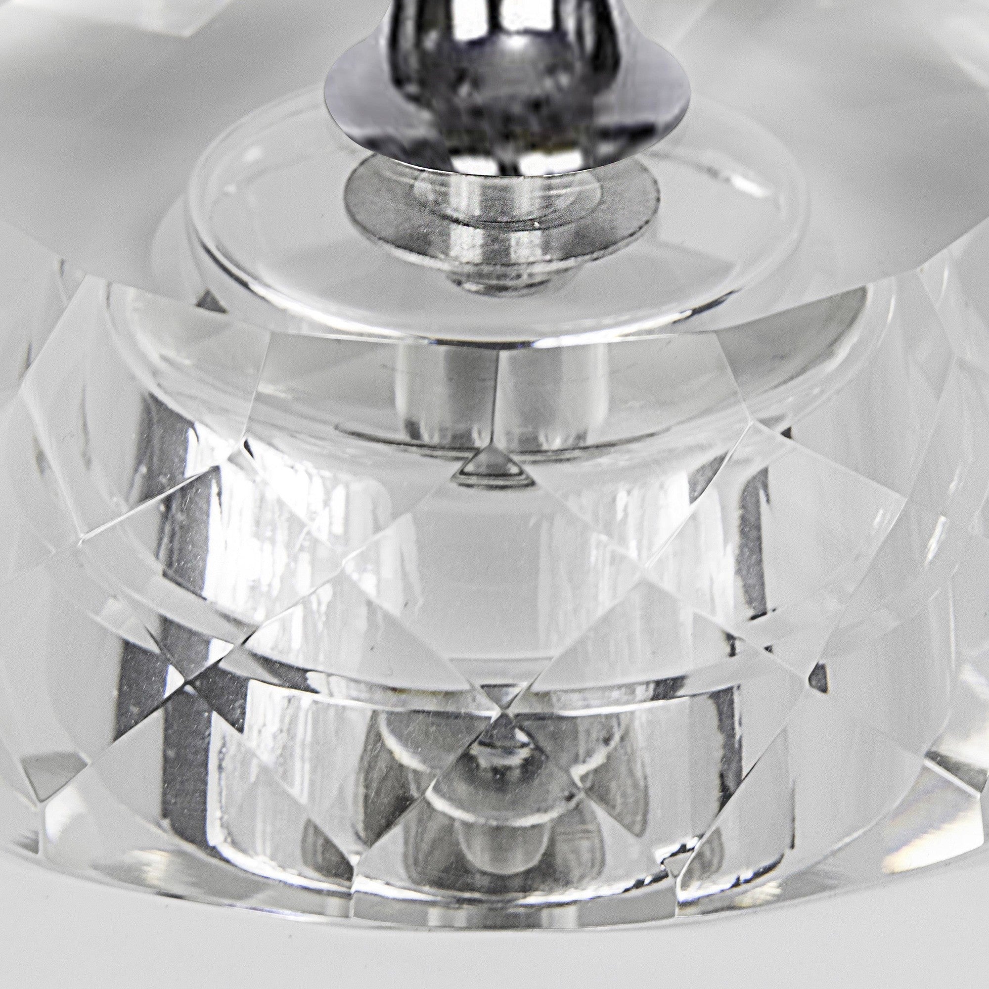Diamond Torch 25" Crystal Table Lamp - Set of 2 - Clear Crystal, Polished Nickel, Off-white Linen