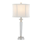 Diamond Torch 25" Crystal Table Lamp - Set of 2 - Clear Crystal, Polished Nickel, Off-white Linen