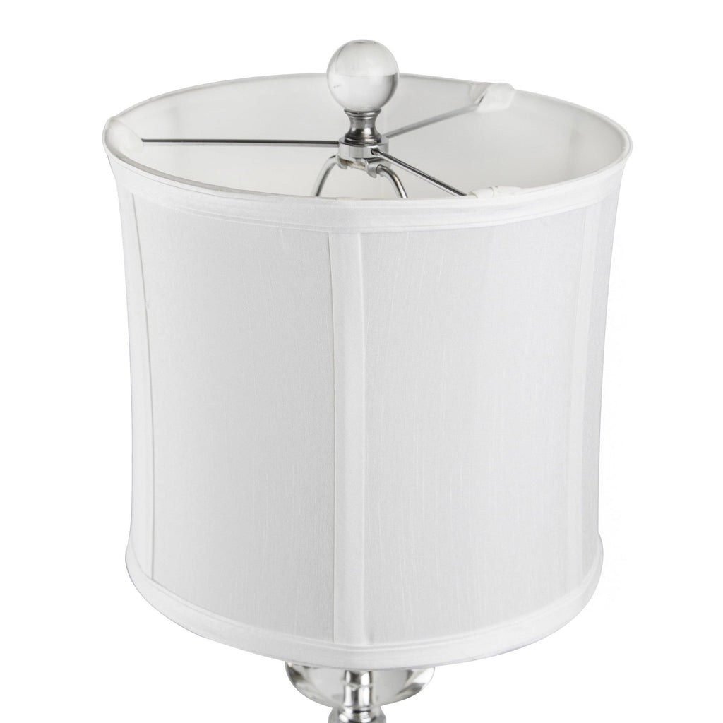 Karat 25" Crystal Table Lamp - Set of 2 - Clear Crystal, Chrome Metal, White Linen