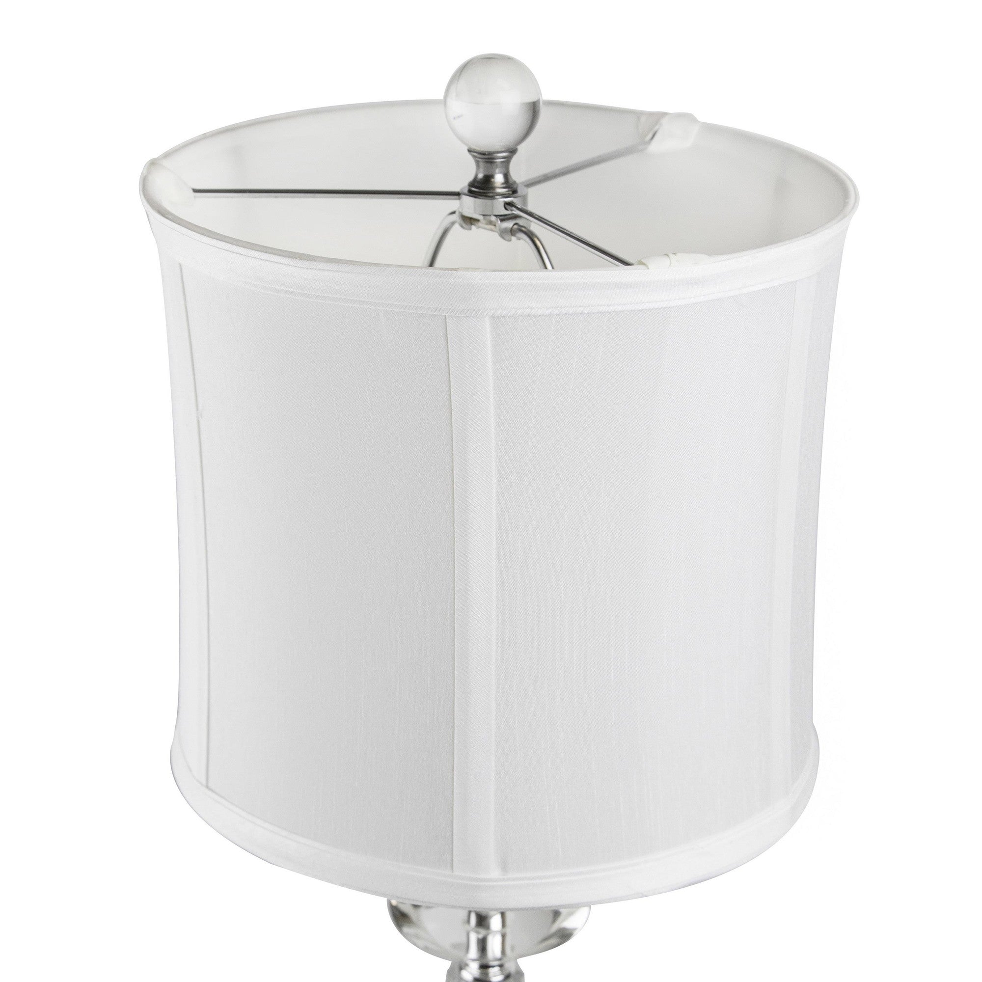 Karat 25" Crystal Table Lamp - Set of 2 - Clear Crystal, Chrome Metal, White Linen