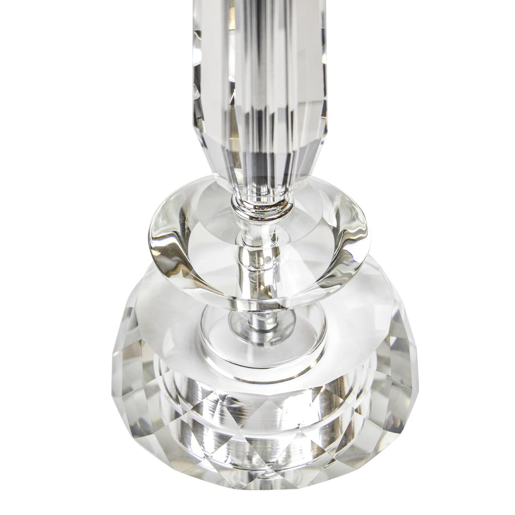 Karat 25" Crystal Table Lamp - Set of 2 - Clear Crystal, Chrome Metal, White Linen