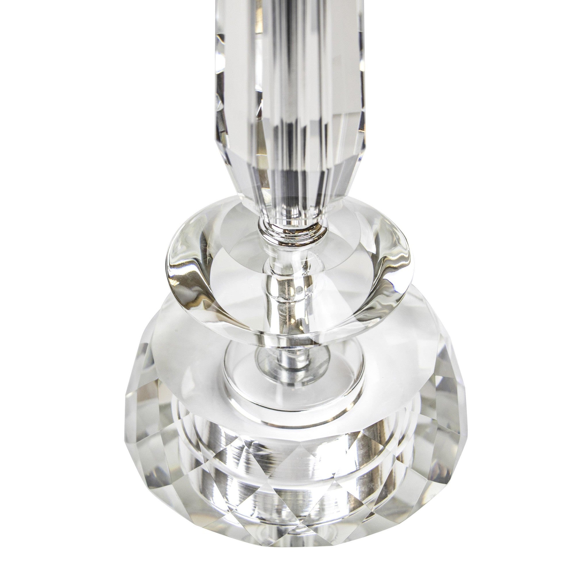 Karat 25" Crystal Table Lamp - Set of 2 - Clear Crystal, Chrome Metal, White Linen