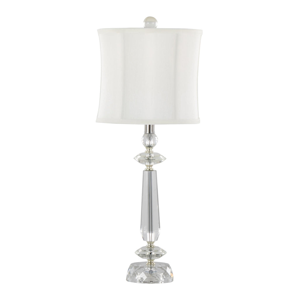 Karat 25" Crystal Table Lamp - Set of 2 - Clear Crystal, Chrome Metal, White Linen