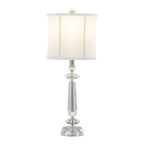 Karat 25" Crystal Table Lamp - Set of 2 - Clear Crystal, Chrome Metal, White Linen