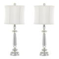 Karat 25" Crystal Table Lamp - Set of 2 - Clear Crystal, Chrome Metal, White Linen