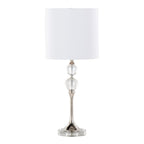Clara 26" Crystal Table Lamp - Set of 2 - Clear Crystal, Polished Nickel, White Linen