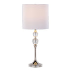 Clara 26" Crystal Table Lamp - Set of 2 - Clear Crystal, Polished Nickel, White Linen