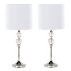 Clara 26" Crystal Table Lamp - Set of 2 - Clear Crystal, Polished Nickel, White Linen