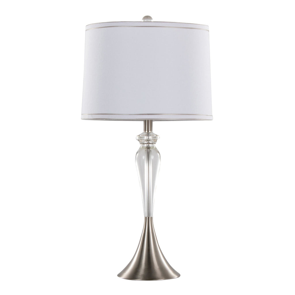 Ashland 28" Crystal Table Lamp - Set of 2 - Clear Crystal, Brushed Nickel, White Linen