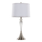 Ashland 28" Crystal Table Lamp - Set of 2 - Clear Crystal, Brushed Nickel, White Linen