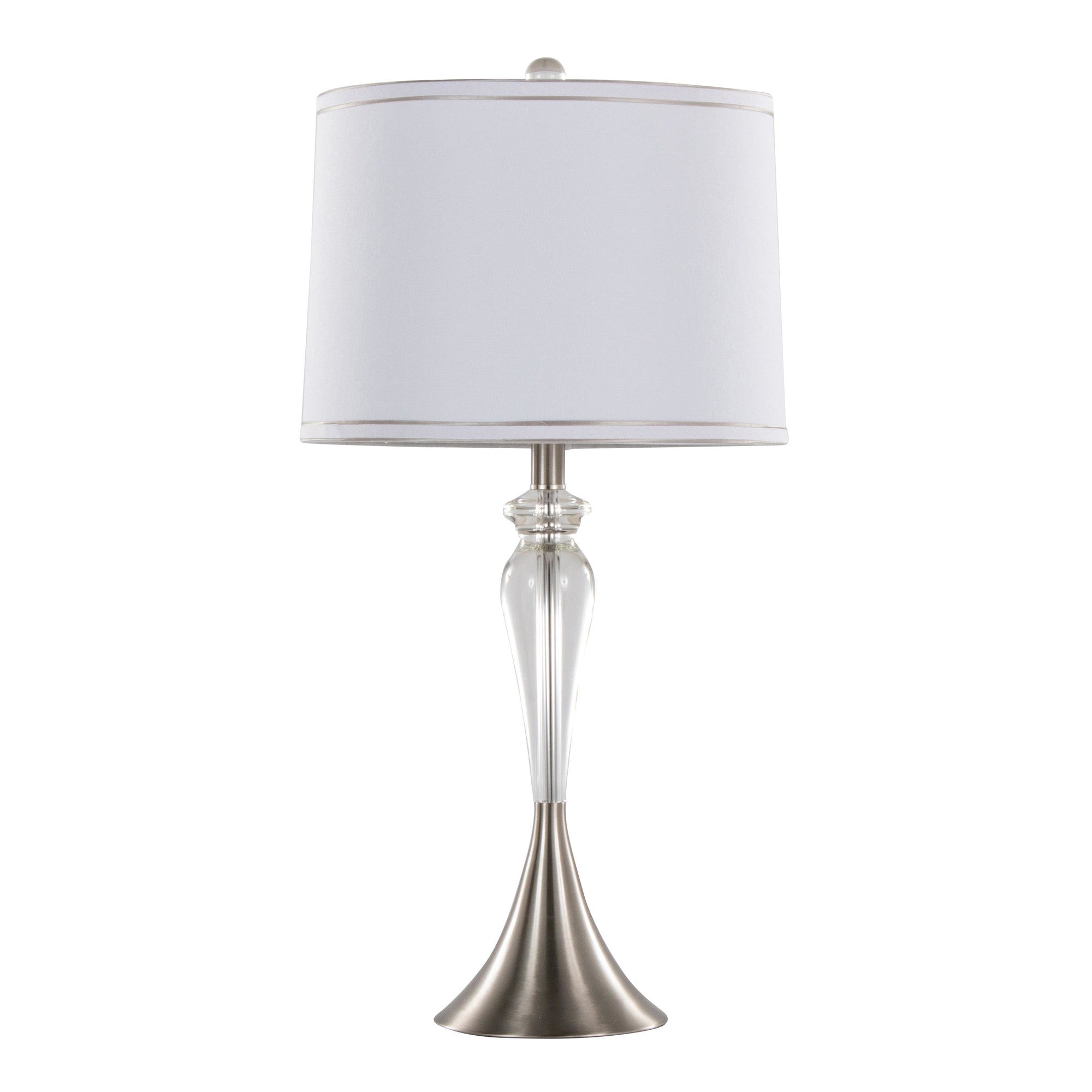 Ashland 28" Crystal Table Lamp - Set of 2 - Clear Crystal, Brushed Nickel, White Linen