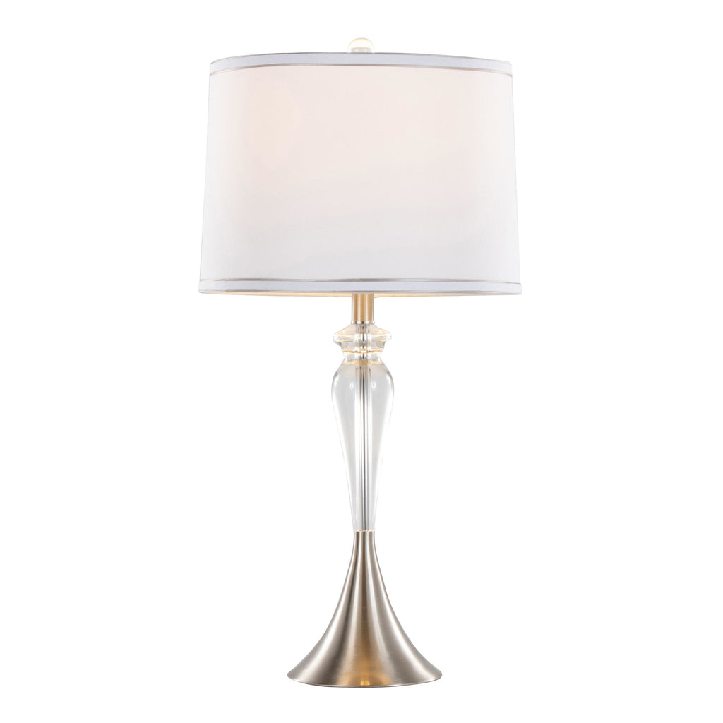 Ashland 28" Crystal Table Lamp - Set of 2 - Clear Crystal, Brushed Nickel, White Linen