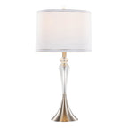 Ashland 28" Crystal Table Lamp - Set of 2 - Clear Crystal, Brushed Nickel, White Linen