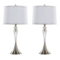 Ashland 28" Crystal Table Lamp - Set of 2 - Clear Crystal, Brushed Nickel, White Linen