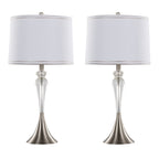 Ashland 28" Crystal Table Lamp - Set of 2 - Clear Crystal, Brushed Nickel, White Linen